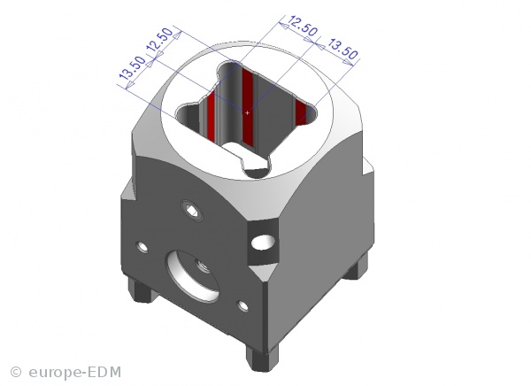 Elektrodenhalter vierkant 25mm ALU