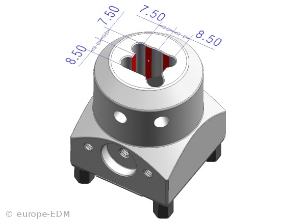 Elektrodenhalter vierkant 15mm ALU